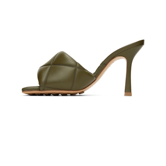 Bottega Veneta Khaki Lido Heel Sandals - Picture 9 of 12